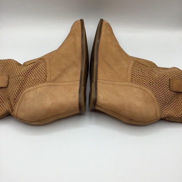LUCKY Brand Keno Perforated Dark Camel Suede Leather Wedge Bootie Size 10 - Picture 11 of 11
